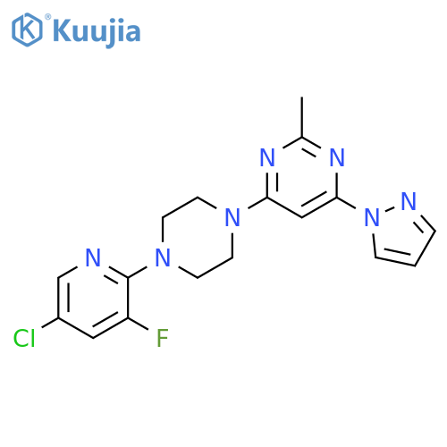 4-[4-(5-chloro-3-fluoropyridin-2-yl)piperazin-1-yl]-2-methyl-6-(1H-pyrazol-1-yl)pyrimidine structure