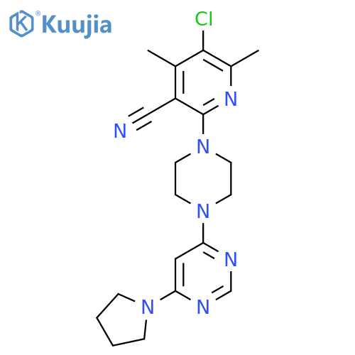 5-Chloro-4,6-dimethyl-2-{4-[6-(pyrrolidin-1-yl)pyrimidin-4-yl]piperazin-1-yl}pyridine-3-carbonitrile structure