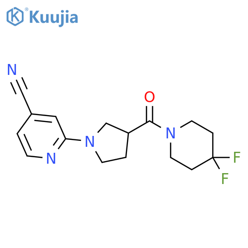 2-[3-(4,4-difluoropiperidine-1-carbonyl)pyrrolidin-1-yl]pyridine-4-carbonitrile structure