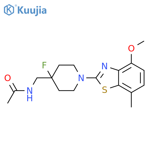N-{[4-fluoro-1-(4-methoxy-7-methyl-1,3-benzothiazol-2-yl)piperidin-4-yl]methyl}acetamide structure