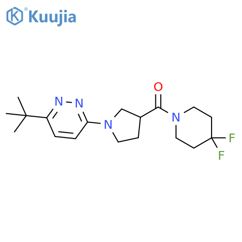 3-tert-butyl-6-3-(4,4-difluoropiperidine-1-carbonyl)pyrrolidin-1-ylpyridazine structure