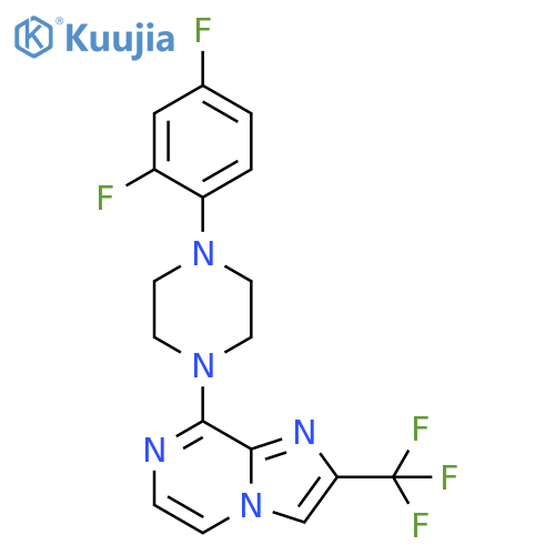 1-(2,4-difluorophenyl)-4-[2-(trifluoromethyl)imidazo[1,2-a]pyrazin-8-yl]piperazine structure