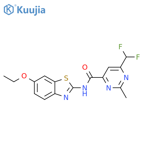 6-(difluoromethyl)-N-(6-ethoxy-1,3-benzothiazol-2-yl)-2-methylpyrimidine-4-carboxamide structure