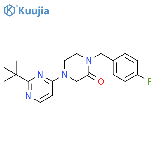 4-(2-tert-butylpyrimidin-4-yl)-1-[(4-fluorophenyl)methyl]piperazin-2-one structure