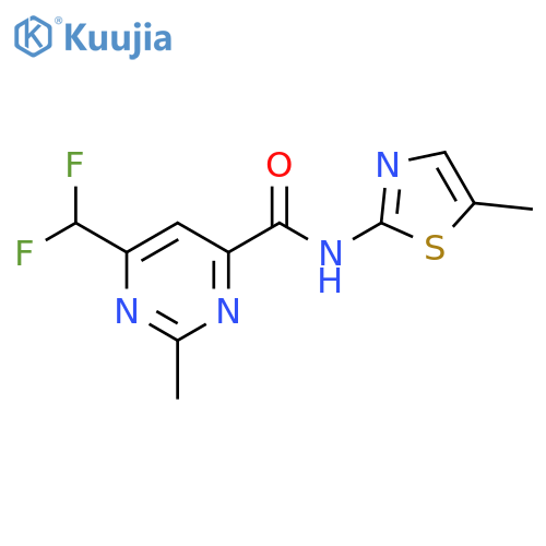 6-(difluoromethyl)-2-methyl-N-(5-methyl-1,3-thiazol-2-yl)pyrimidine-4-carboxamide structure