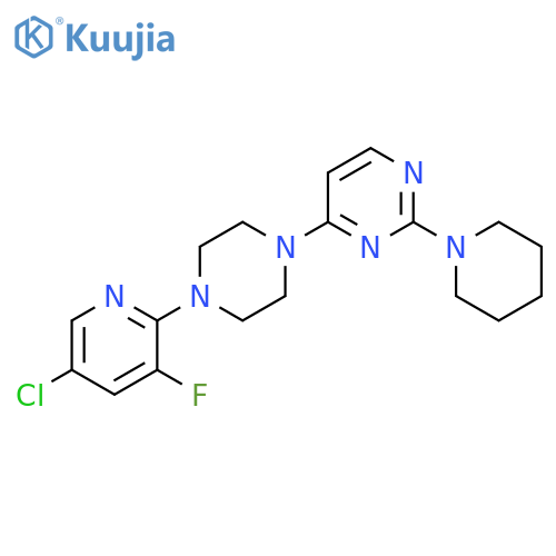 4-[4-(5-chloro-3-fluoropyridin-2-yl)piperazin-1-yl]-2-(piperidin-1-yl)pyrimidine structure