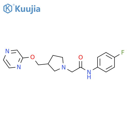 N-(4-fluorophenyl)-2-{3-[(pyrazin-2-yloxy)methyl]pyrrolidin-1-yl}acetamide structure