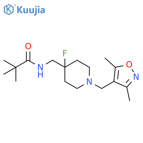 N-({1-[(3,5-dimethyl-1,2-oxazol-4-yl)methyl]-4-fluoropiperidin-4-yl}methyl)-2,2-dimethylpropanamide structure