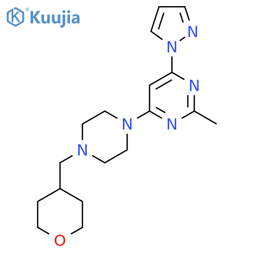 2-methyl-4-{4-[(oxan-4-yl)methyl]piperazin-1-yl}-6-(1H-pyrazol-1-yl)pyrimidine structure
