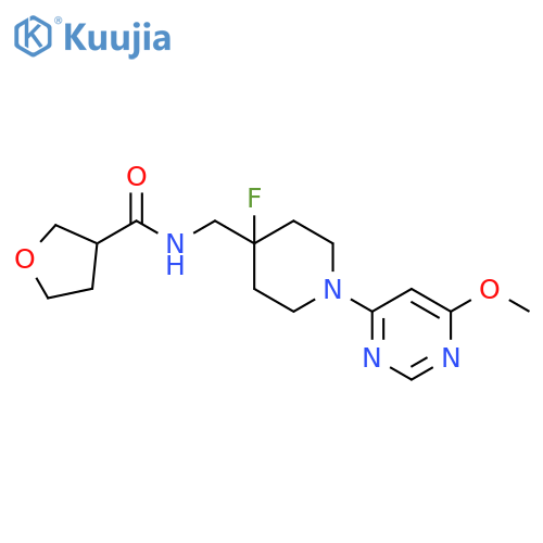 N-{[4-fluoro-1-(6-methoxypyrimidin-4-yl)piperidin-4-yl]methyl}oxolane-3-carboxamide structure