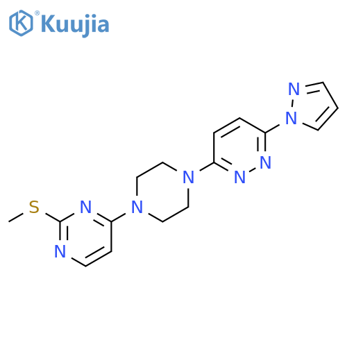 3-{4-[2-(methylsulfanyl)pyrimidin-4-yl]piperazin-1-yl}-6-(1H-pyrazol-1-yl)pyridazine structure