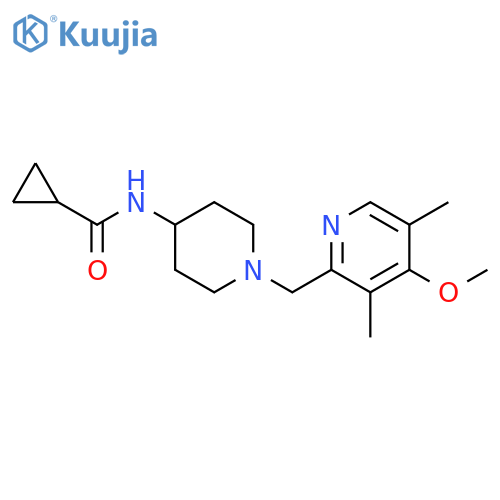 N-{1-[(4-methoxy-3,5-dimethylpyridin-2-yl)methyl]piperidin-4-yl}cyclopropanecarboxamide structure