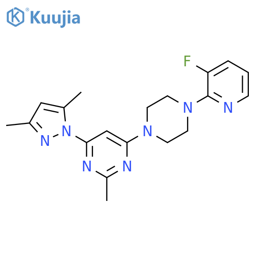 4-(3,5-dimethyl-1H-pyrazol-1-yl)-6-[4-(3-fluoropyridin-2-yl)piperazin-1-yl]-2-methylpyrimidine structure