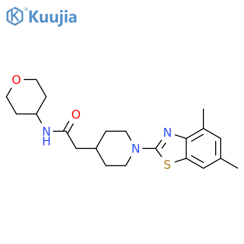 2-[1-(4,6-dimethyl-1,3-benzothiazol-2-yl)piperidin-4-yl]-N-(oxan-4-yl)acetamide structure