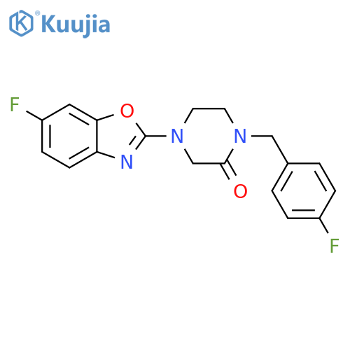 4-(6-fluoro-1,3-benzoxazol-2-yl)-1-[(4-fluorophenyl)methyl]piperazin-2-one structure
