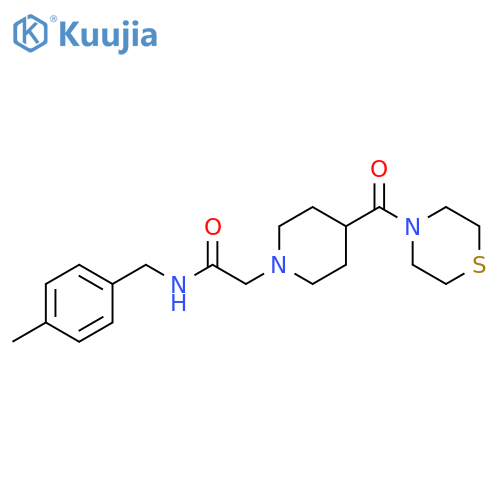 N-[(4-methylphenyl)methyl]-2-[4-(thiomorpholine-4-carbonyl)piperidin-1-yl]acetamide structure