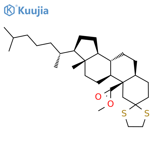 Methyl (5S,8S,9S,10R,13R,14S,17R)-13-methyl-17-[(2R)-6-methylheptan-2-yl]spiro[1,3,4,5,6,7,8,9,11,12,14,15,16,17-tetradecahydrocyclopenta[a]phenanthrene-2,2'-1,3-dithiolane]-10-carboxylate structure