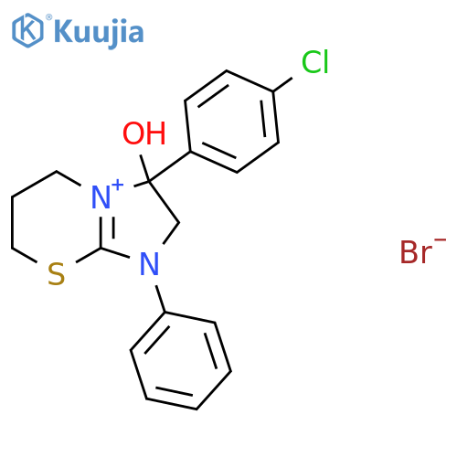 3-(4-chlorophenyl)-3-hydroxy-1-phenyl-2H,3H,5H,6H,7H-1-imidazo2,1-b1,3thiazin-1-ylium bromide structure