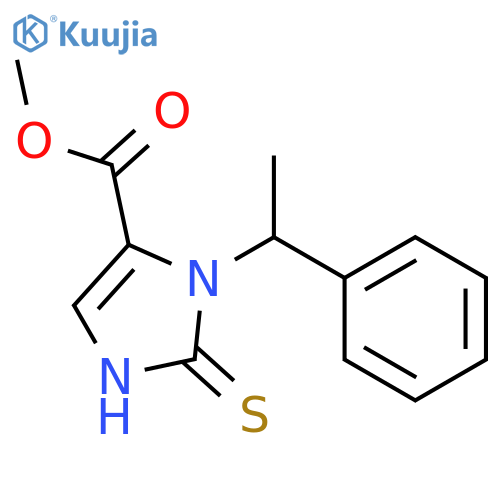 1H-Imidazole-4-carboxylicacid, 2,3-dihydro-3-(1-phenylethyl)-2-thioxo-, methyl ester structure