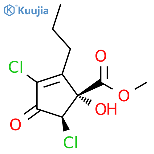 2-Cyclopentene-1-carboxylic acid, 3,5-dichloro-1-hydroxy-4-oxo-2-propyl-, methyl ester, (1R,5R)-rel- structure