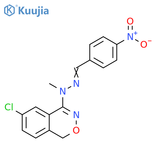 Benzaldehyde, 4-nitro-, 2-(6-chloro-1H-2,3-benzoxazin-4-yl)-2-methylhydrazone structure