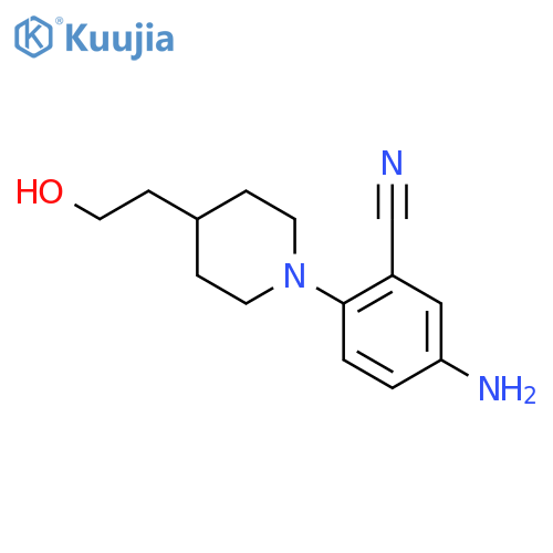 Benzonitrile, 5-amino-2-[4-(2-hydroxyethyl)-1-piperidinyl]- structure
