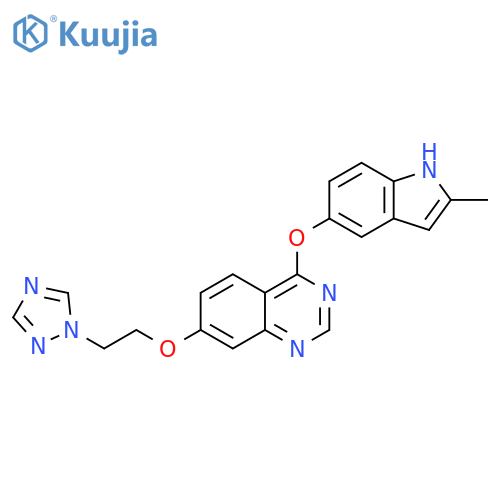 4-(2-methylindol-5-yloxy)-7-(2-(1H-1,2,4-triazol-1-yl)ethoxy)quinazoline structure