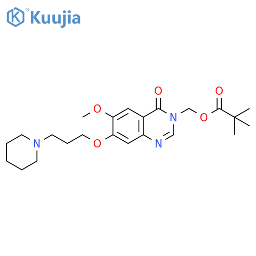 Propanoic acid, 2,2-dimethyl-, [6-methoxy-4-oxo-7-[3-(1-piperidinyl)propoxy]-3(4H)-quinazolinyl]methyl ester structure