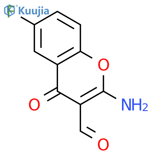 2-amino-6-fluoro-4-oxo-4H-chromene-3-carbaldehyde structure