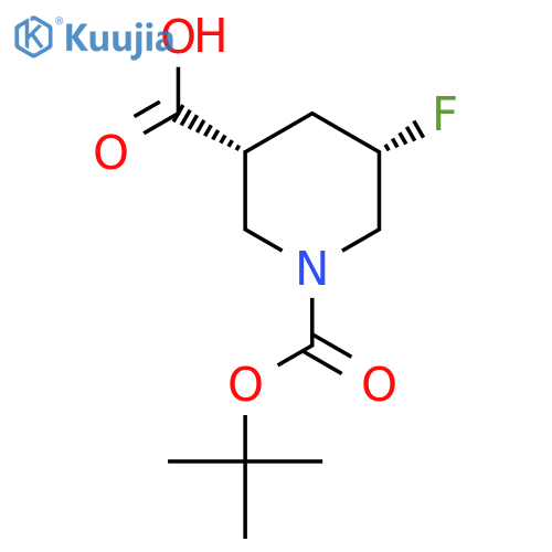 cis-5-Fluoro-piperidine-1,3-dicarboxylic acid 1-tert-butyl ester structure