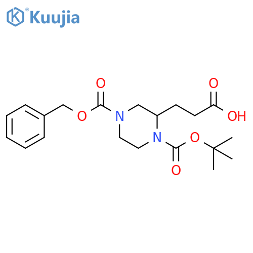 2-(2-Carboxy-ethyl)-piperazine-1,4-dicarboxylic acid 4-benzyl ester 1-tert-butyl ester structure