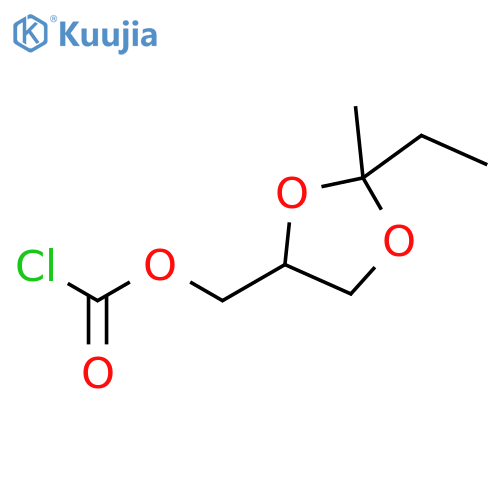 Carbonochloridic acid, (2-ethyl-2-methyl-1,3-dioxolan-4-yl)methyl ester structure