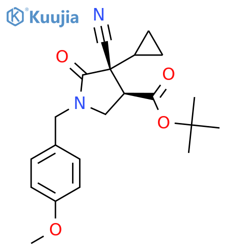 tert-butyl (3R,4R)-4-cyano-4-cyclopropyl-1-[(4-methoxyphenyl)methyl]-5-oxo-pyrrolidine-3-carboxylate structure