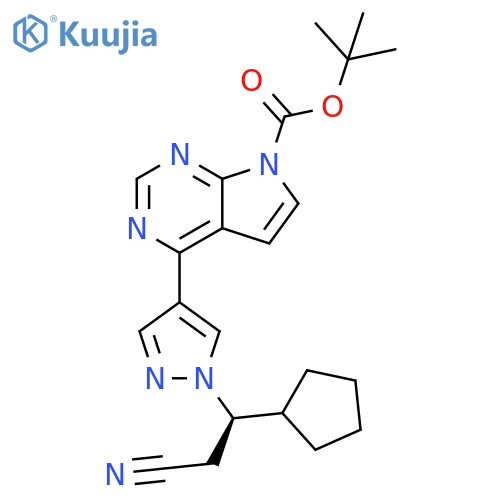 1,1-Dimethylethyl 4-[1-[(1R)-2-cyano-1-cyclopentylethyl]-1H-pyrazol-4-yl]-7H-pyrrolo[2,3-d]pyrimidine-7-carboxylate structure