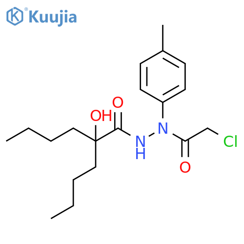 Hexanoic acid, 2-butyl-2-hydroxy-,2-(chloroacetyl)-2-(4-methylphenyl)hydrazide structure