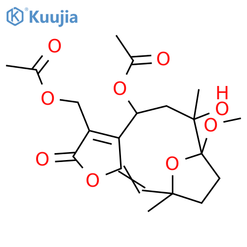 1,4-Epoxy-1,8,10,13-tetrahydroxy-5,7(11)-germacradien-12,6-olide; (1α,4β,8α,10α)-form, 1-Me ether, 8,13-di-Ac structure