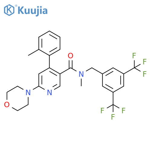 3-Pyridinecarboxamide,N-[[3,5-bis(trifluoromethyl)phenyl]methyl]-N-methyl-4-(2-methylphenyl)-6-(4-morpholinyl)- structure