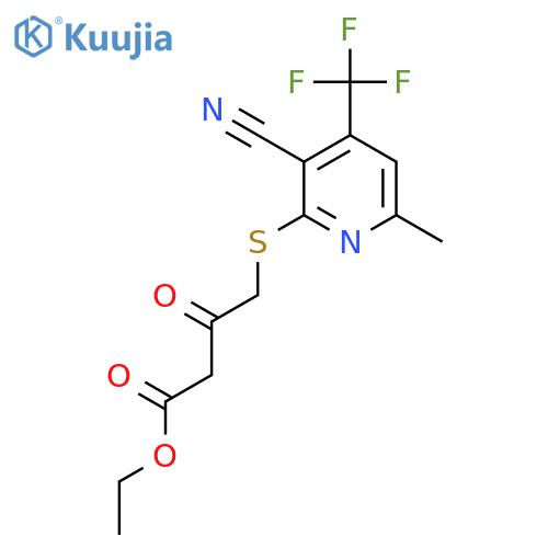Ethyl 4-{[3-cyano-6-methyl-4-(trifluoromethyl)pyridin-2-yl]sulfanyl}-3-oxobutanoate structure