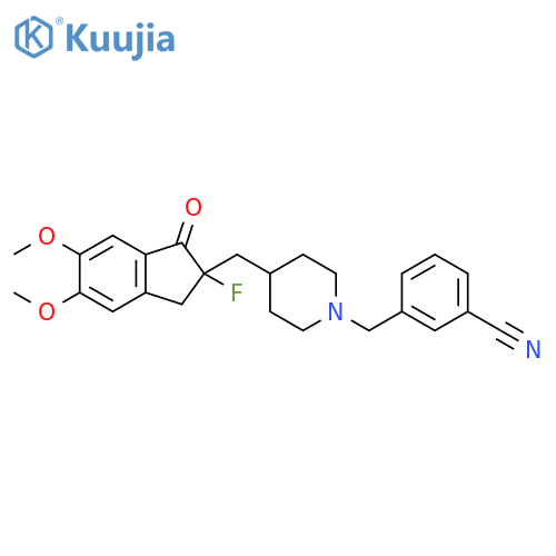 Benzonitrile,3-[[4-[(2-fluoro-2,3-dihydro-5,6-dimethoxy-1-oxo-1H-inden-2-yl)methyl]-1-piperidinyl]methyl]- structure