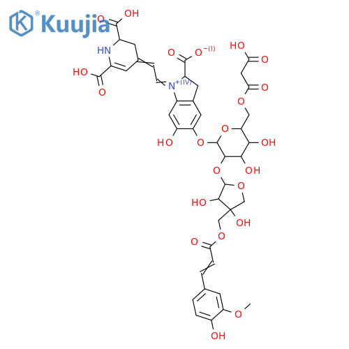 Betanidin; 5-O-[4-Hydroxy-3-methoxy-E-cinnamoyl-(→5)-β-D-apiofuranosyl-(1→2)-6-O-malonyl-β-D-glucopyranoside] structure