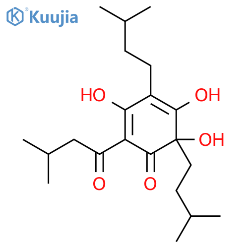2,4-Cyclohexadien-1-one,3,5,6-trihydroxy-2,6-bis(3-methylbutyl)-4-(3-methyl-1-oxobutyl)-, (6R)- structure