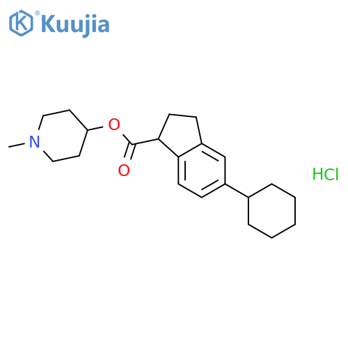 1H-Indene-1-carboxylicacid, 5-cyclohexyl-2,3-dihydro-, 1-methyl-4-piperidinyl ester, hydrochloride(1:1) structure