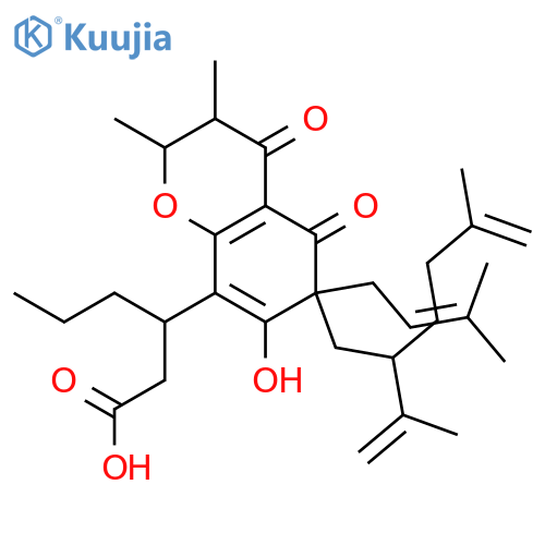 3-[7-Hydroxy-2,3-dimethyl-6-(3-methylbut-2-enyl)-6-(5-methyl-2-prop-1-en-2-ylhex-5-enyl)-4,5-dioxo-2,3-dihydrochromen-8-yl]hexanoic acid structure