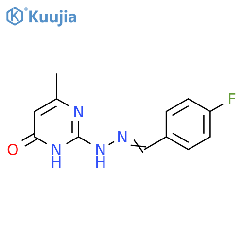 2-[(2E)-2-[(4-fluorophenyl)methylidene]hydrazinyl]-6-methyl-1H-pyrimidin-4-one structure