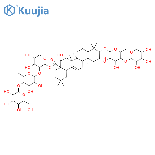 Olean-12-en-28-oicacid, 3-[(6-deoxy-4-O-D-xylopyranosyl-L-mannopyranosyl)oxy]-16-hydroxy-,O-D-glucopyranosyl-(1&reg;4)-O-6-deoxy-L-mannopyranosyl-(1&reg;2)-L-arabinopyranosyl ester, (3b,16a)- structure