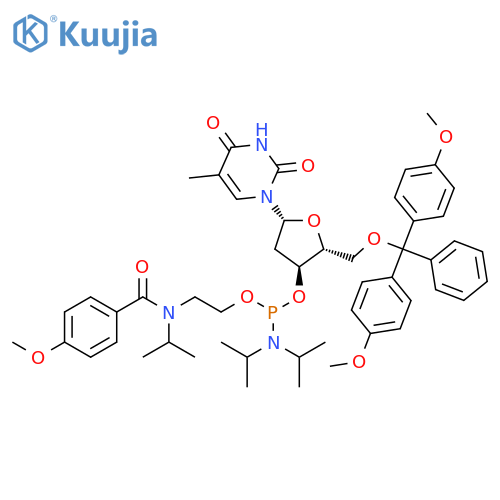 Thymidine, 5'-O-[bis(4-methoxyphenyl)phenylmethyl]-,3'-[2-[(4-methoxybenzoyl)(1-methylethyl)amino]ethylbis(1-methylethyl)phosphoramidite] structure