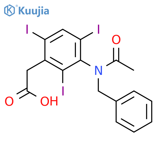 Benzeneacetic acid,3-[acetyl(phenylmethyl)amino]-2,4,6-triiodo- structure