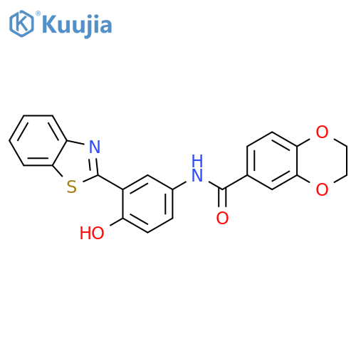 N-3-(1,3-benzothiazol-2-yl)-4-hydroxyphenyl-2,3-dihydro-1,4-benzodioxine-6-carboxamide structure