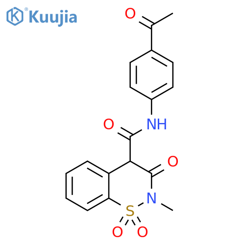 N-(4-acetylphenyl)-2-methyl-1,1,3-trioxo-4H-1$l^{6},2-benzothiazine-4-carboxamide structure