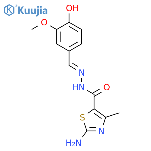 2-Amino-N'-(1E)-(4-hydroxy-3-methoxyphenyl)methylidene-4-methyl-1,3-thiazole-5-carbohydrazide structure